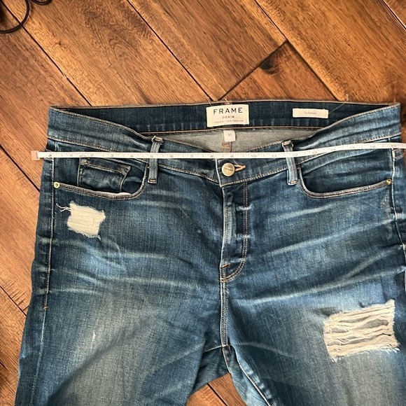 FRAME Denim Women's Le Garcon Ripped Distressed Cuffed Blue Jeans Size 31 - Picture 11 of 11